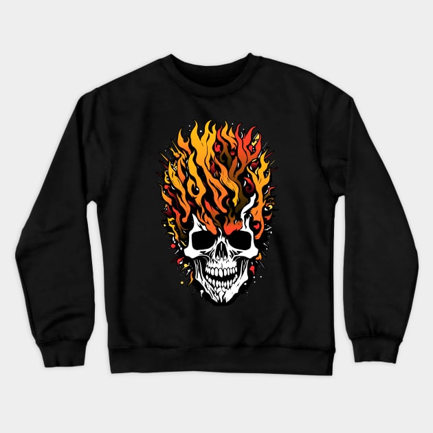 Fire skull Crewneck Sweatshirt by APDesign